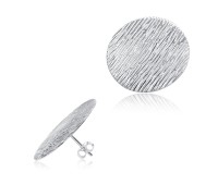 Textured Disc Circle Silver Ear Stud STS-5612